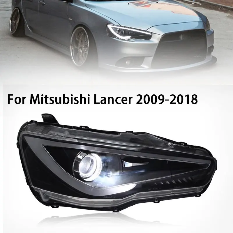 

Передняя фара для Mitsubishi Lancer, светодиодные фары 2009-2018, фары Lancer DRL, сигнал поворота, дальний свет, проектор Angel Eye