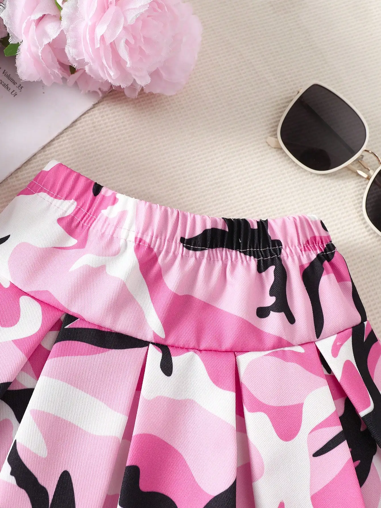 New Summer Children\'s Skirt Cute Girl Retro Camouflage Pleated Skirt Baby Girls Sweet Streetwear Fashionable Casual Clothes