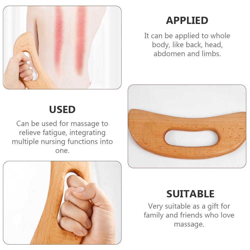 Gezichtsschraapbord Doorzichtige PVC-cadeautas Handheld Gua Sha-peddel 19X8X1CM Houten behuizing