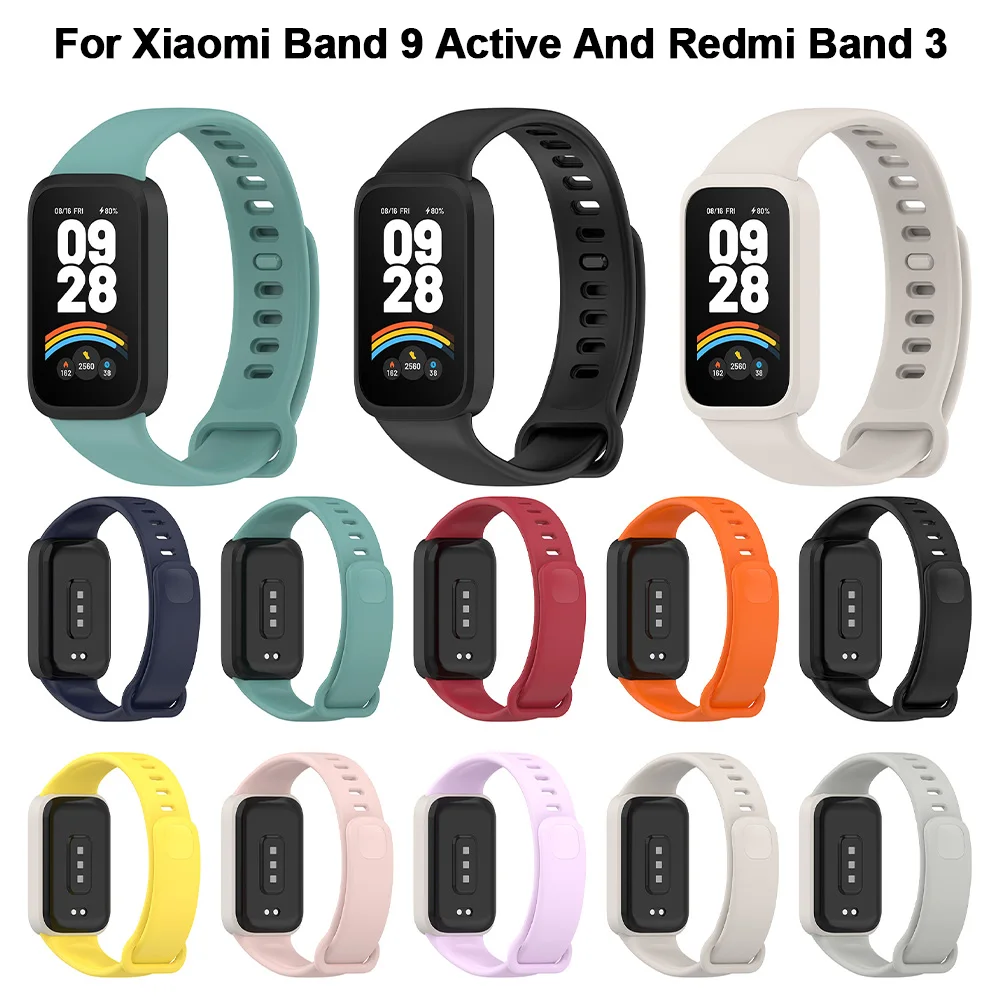 حزام ساعة من السيليكون لساعة Xiaomi Smart Band 9 Active/Redmi Band 3 الذكية، سوار رياضي بديل لملحقات معصمه #1