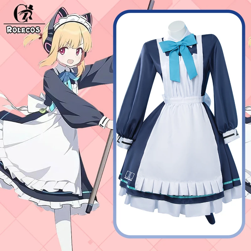 

ROLECOS Game HMS Saiba Momoi Cosplay Costume Blue White Maid Uniform Halloween Party Role Play Outfits