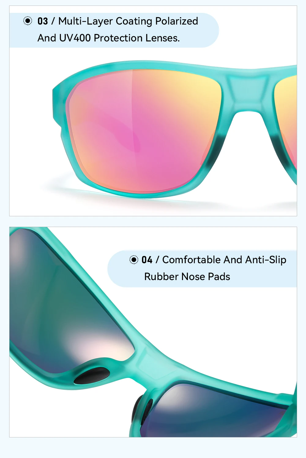 KDEAM Ganz schwarze Angelsonnenbrille, polarisierte Performance-Sport-Sonnenbrille für Herren, TR90 mit Totenkopf-Etui, Kategorie 3 – Detail 10
