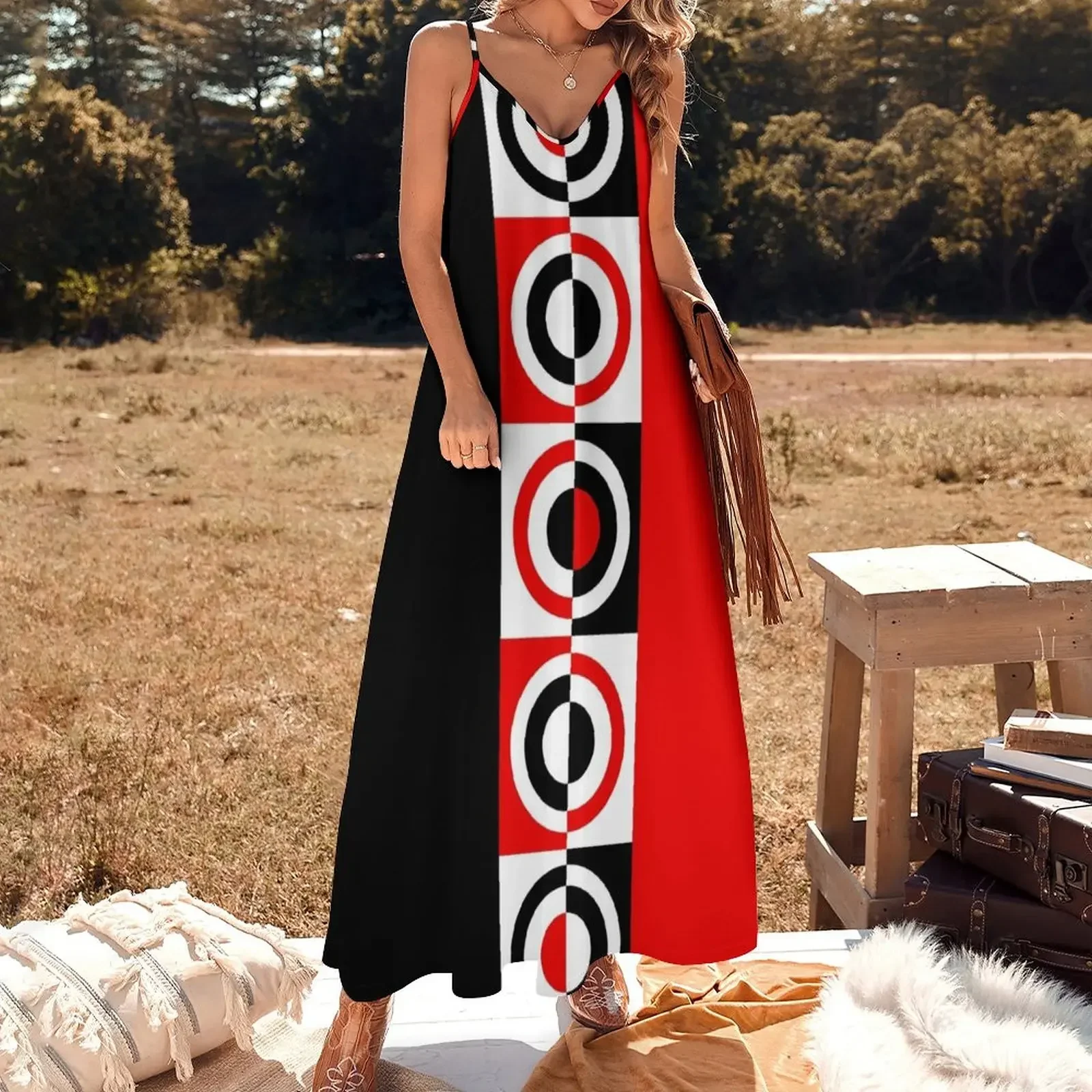 Mod Targets in Red, Black and White Sleeveless Dress dresses for women women's fashion dresses Dress