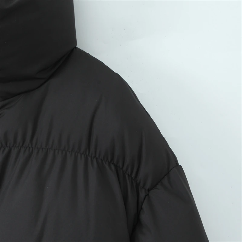 블랙 플러피 코튼 재킷 2025 가을/겨울 패션 우아하고 고급스러운 루즈핏 편안한 캐주얼 스타일 여성용