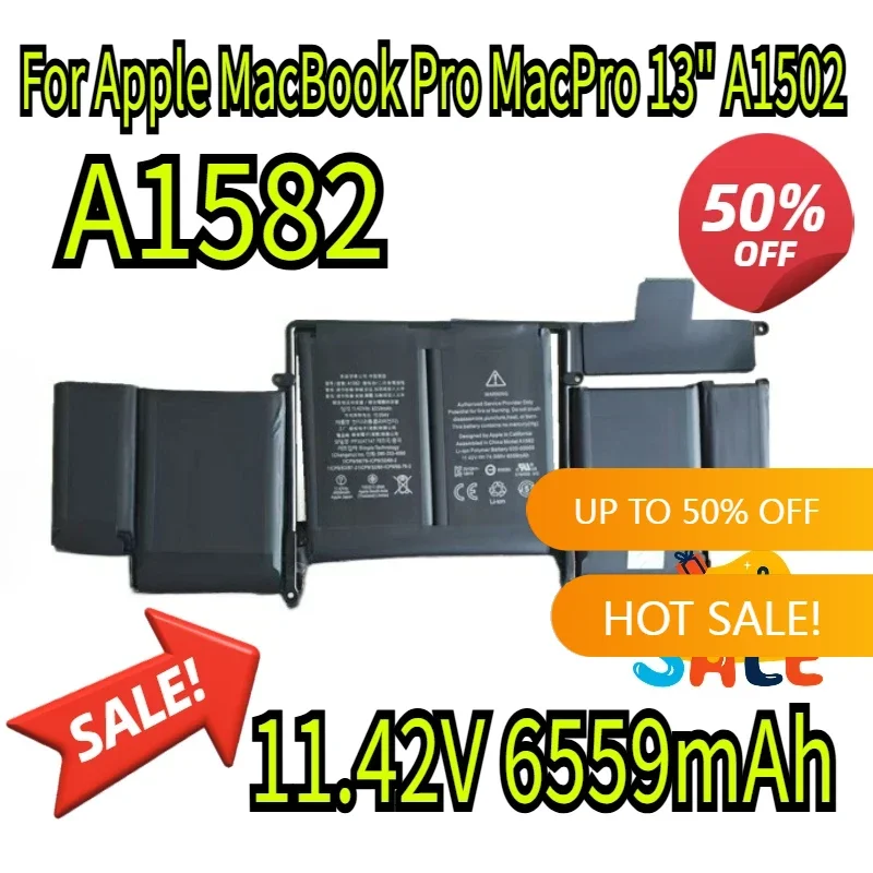 

11.42V 6559mAh battery For Apple MacBook Pro MacPro 13" A1502 ME865 ME864 MF839 A1493 A1582 Genuine Laptop Battery + tools