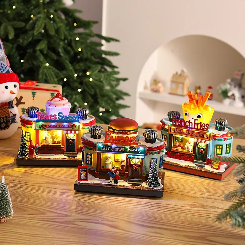 

Christmas Glowing Music Box Decoration Kitchen Cafe Window Display Resin Santa Claus Gift Box