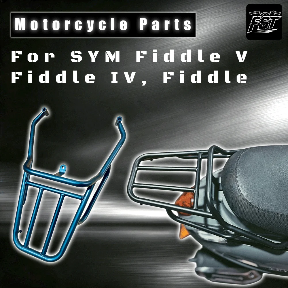 For SYM Fiddle (Models II, III, IV, V) Rear Luggage/Top Box Rack – Retro All-Black Custom Style