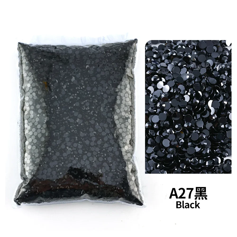 Black 2-6mm Resin Non Hot Fix Rhinestones Bulk Wholesale Flat Back Plastic Crystals Nail Ab Trimmings Crystals For Crafts