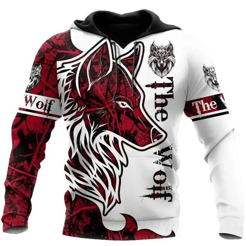 

2025 Spring and Autumn 3D Printing Men's Wolf Animal Pattern Hoodie Harajuku Fashion Hoodie Sportswear Unisex Casual Hoodie