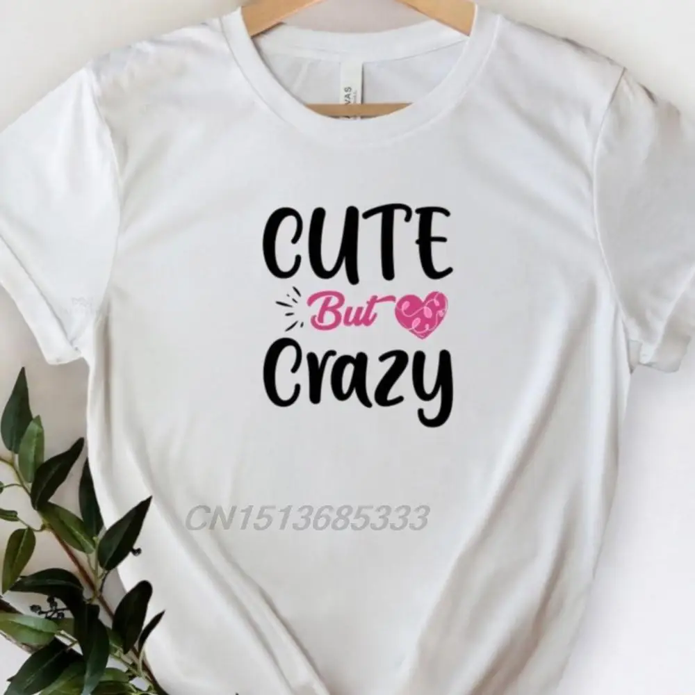 Cute But Crazy Women Female Vintage T-Shirts Purple Heart Sassy Gift Tee Shirts Women Oversized Sweatshirts Casual Cotton Tops