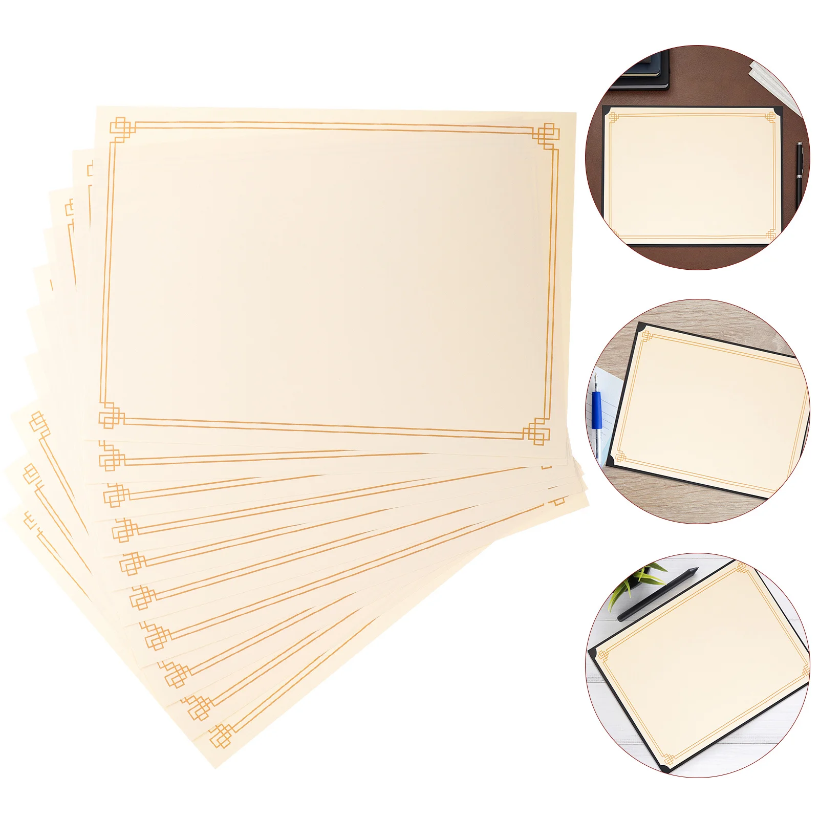 

10Pcs A4 Blank Certificate Paper Printable Writable Inner Pages for Diploma Award Graduation School Office Use