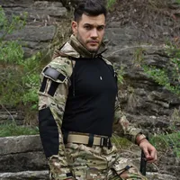 Outdoor Camouflage Tops Climbing Combat T-Shirt Men Tactical Shirt Wear Resistant Airsoft Paintball Camping Hunting Clothing