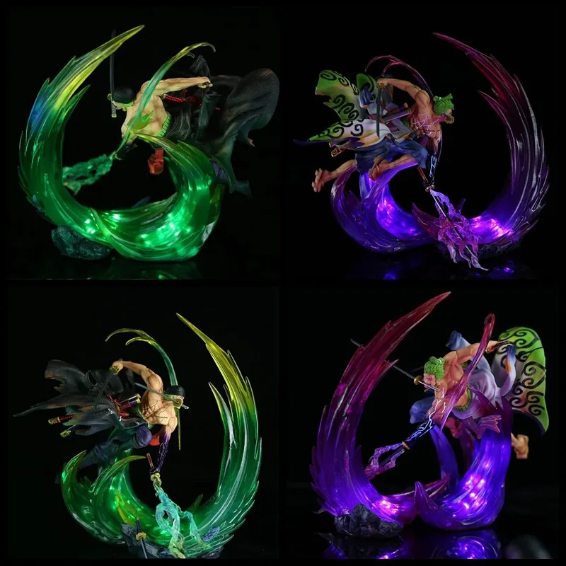 

One Piece GK Roronoa Zoro Wano Kado Glow in The Dark Statue 24cm Flowing Sakura Armament Haki Ver PVC Figure Room Decor Gift