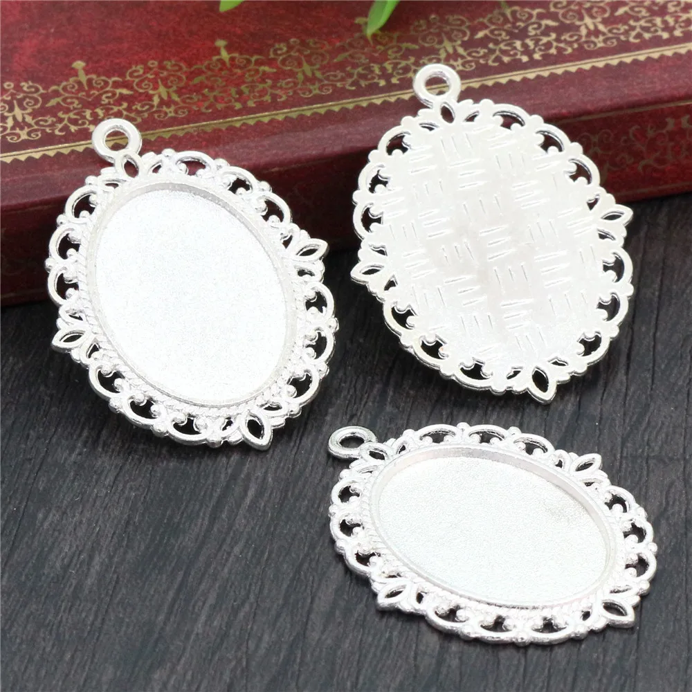 10 sztuk 18x25mm wewnętrzna rozmiar 8 kolory w stylu Vintage styl Cameo Cabochon ustawienia bazy wisiorek naszyjnik ustalenia — zdjęcie 6