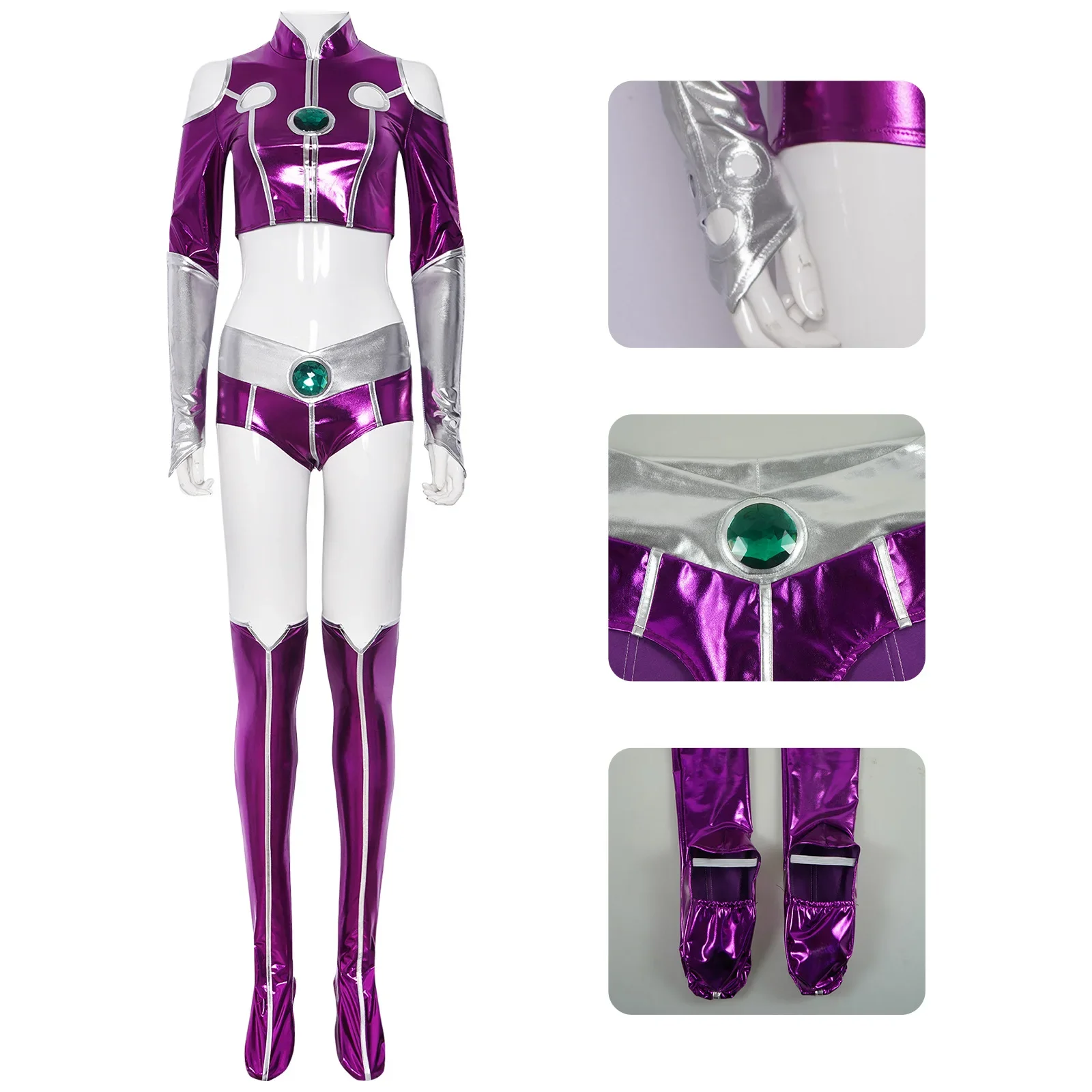

Anime Teen Titan Starfire Zentai Sexy Spandex Suit Purple Women Halloween Cosplay Costume Sexy Purple Bodysuit For Woman