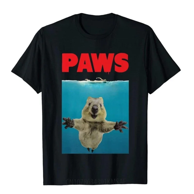 Paws Funny Quokka T-Shirt Parody Gifts For Quokka Lovers Tops Tees Hip Hop Street Cotton Man T Shirt Tight