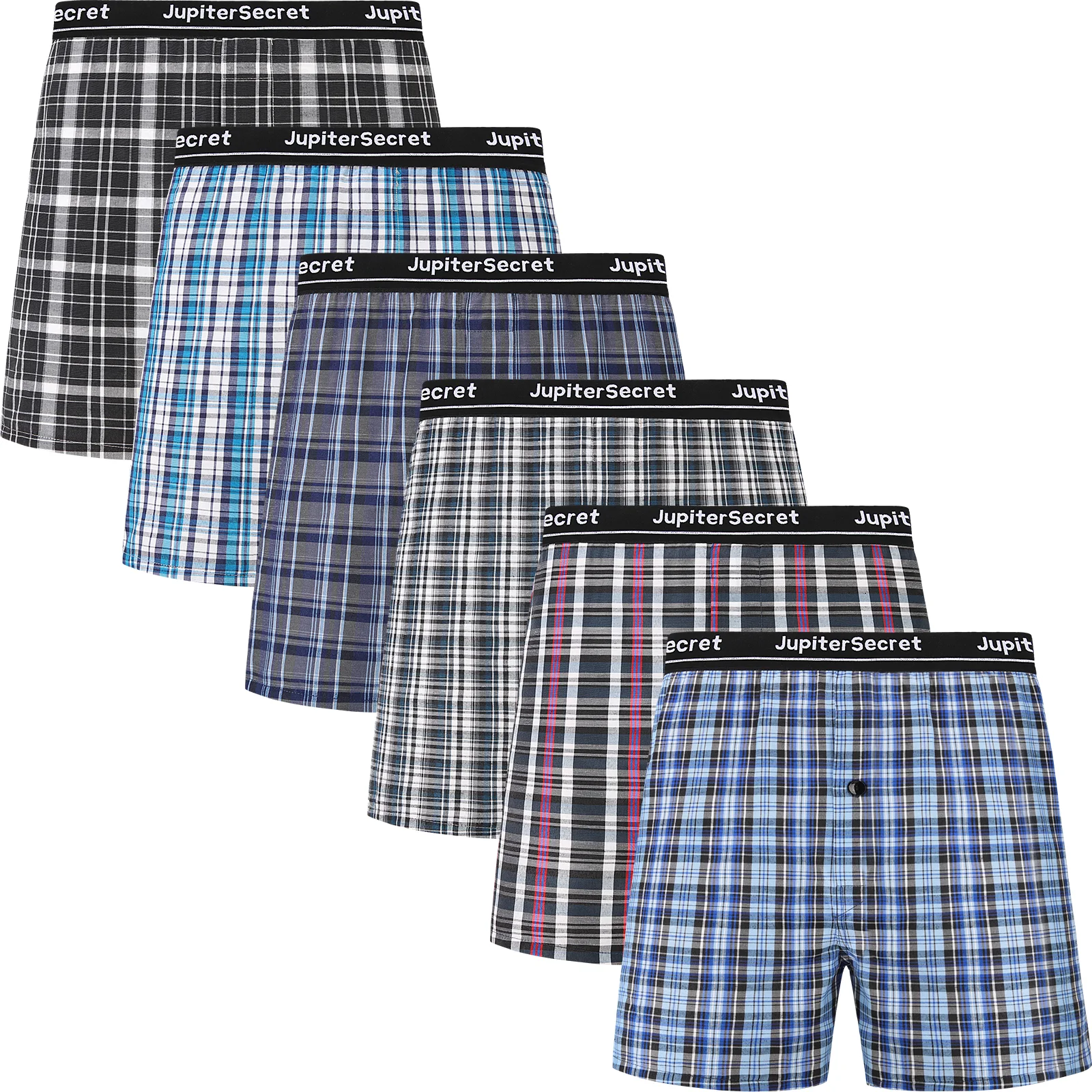 JupiterSecret 6/10Pcs Men's Underwear Woven Boxer Shorts Casual Home Bottoms With Elastic Waistband Multiple Colors