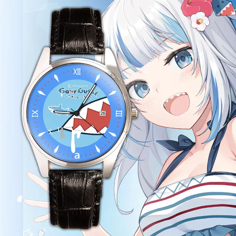 Hololive Youtuber Vtuber Gawr Gura Cosplay Paar Horloges Zwarte Guartz Polshorloge Mode Student Xmas Verjaardag Geschenken Anime