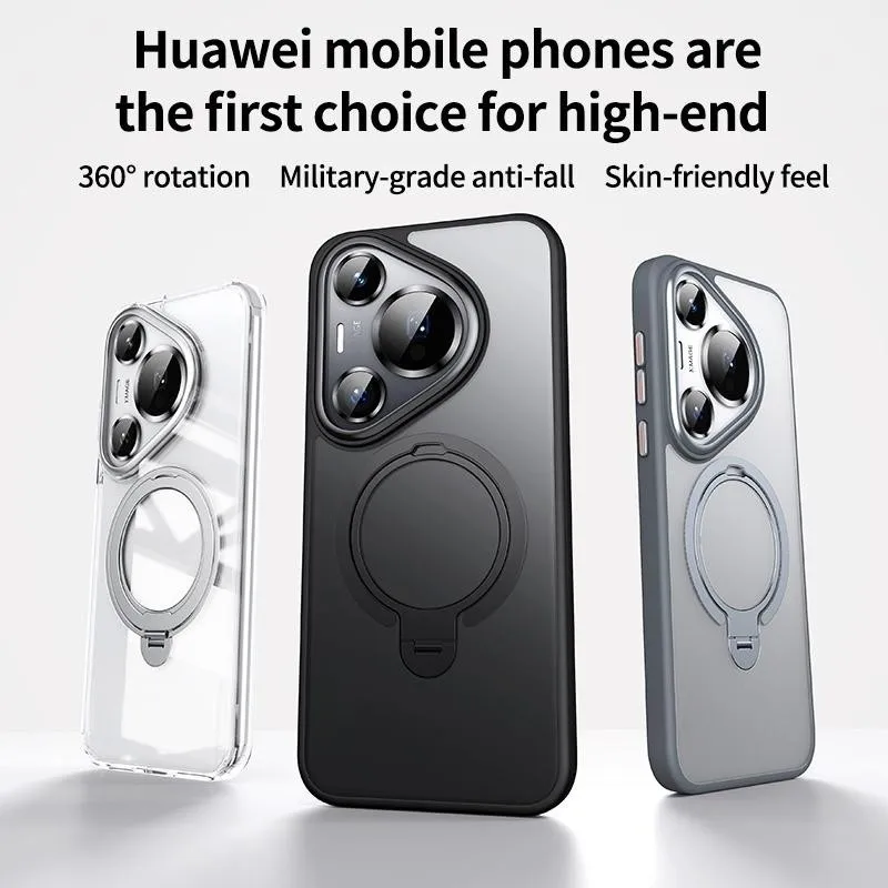 حافظة هاتف شفافة لهاتف هواوي بورا 70 الترا ميت 70 برو 60 حافظة واقية مغناطيسية دوارة قوس MagSafe غطاء مقاوم للصدمات