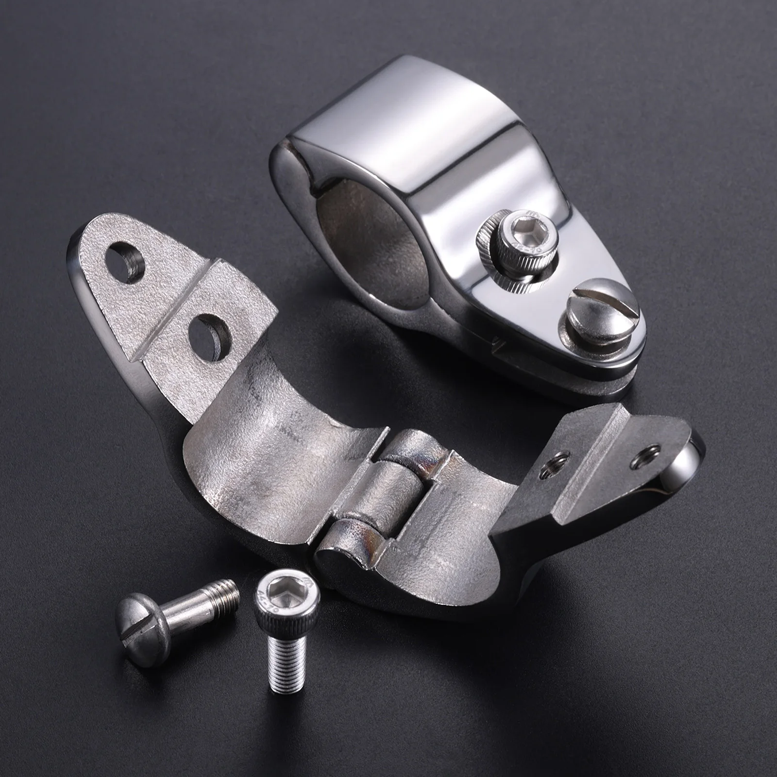 2pcs 1inch 25mm Boat Bimini Top Jaw Slides Hinged Stainless Steel Bimini Top Clamps with 2 Screws Marine Hardware Fitting