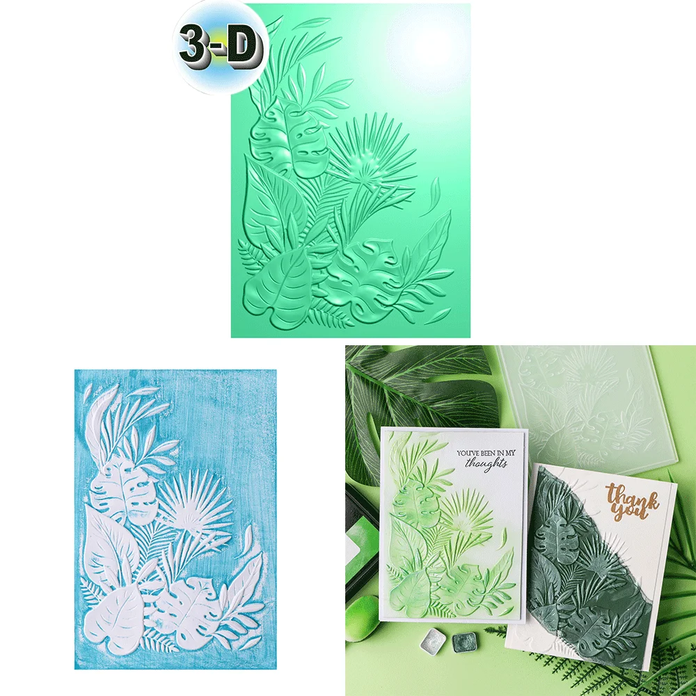 Tropical Plan 3D Embossing Folder and Matching Dies for Adding Textured Detail To Paper Crafting Card Making Supplies