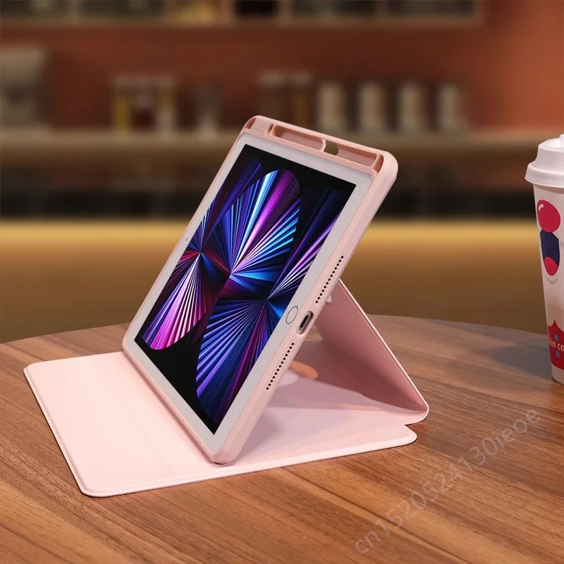 iPad 10 10 세대 2022 케이스 (연필 홀더 포함) iPad 10.2 용 360 회전 태블릿 ​​커버 9th 8th 7th Air 5th 4th 11 2024