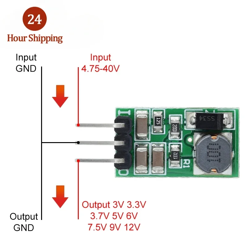 DD4012SA 1A DC 5-40V to 3V 3.3V 3.7V 5V 6V 7.5V 9V 12V Regulator DC-DC Step-Down Buck Converter Module Board