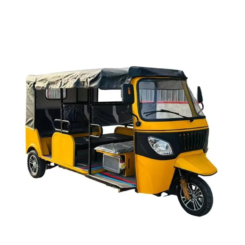 6 Seater Electric Passenger Tuk Tuk Auto Rickshaw Open Body 3 Wheel Tricycle  City Shuttle Tourist Vehicle Global Transport T001