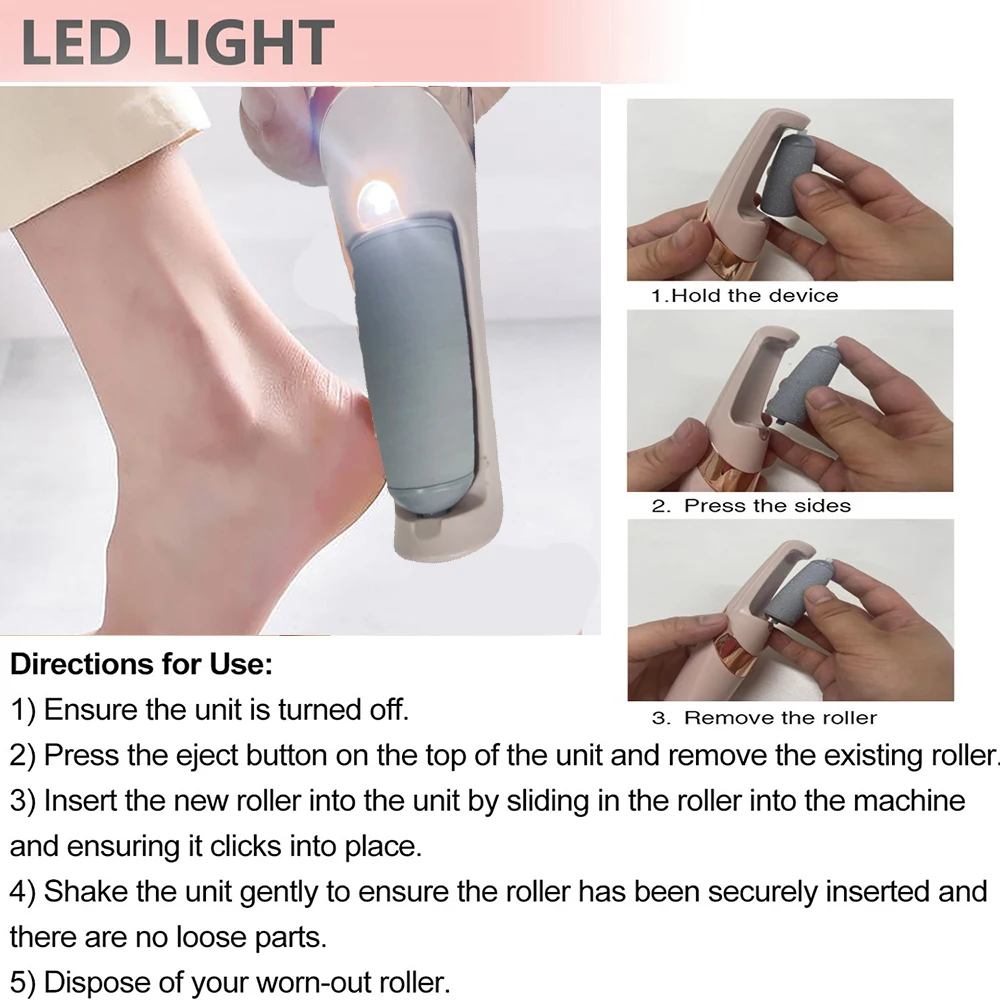 Professional Electric Foot File Callus Remover Pedicure Machine Apparatus for Heels Grinding Device Foot Corns Remove Roller