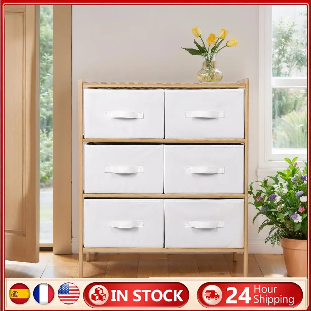 

Quilt Storage Shelf with 6 Baskets Wooden Shelf Furniture Multifunctional Sundries Organizer Shelf for Living Room Bedroom