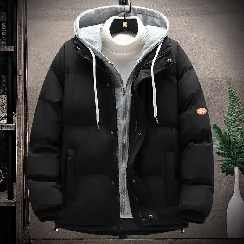 Winter Jacket Men Thick Warm Parkas Man Hooded Puffer Jackets Fake Two Cotton-padded Coats Clothing Fashion Casual Outwear Top