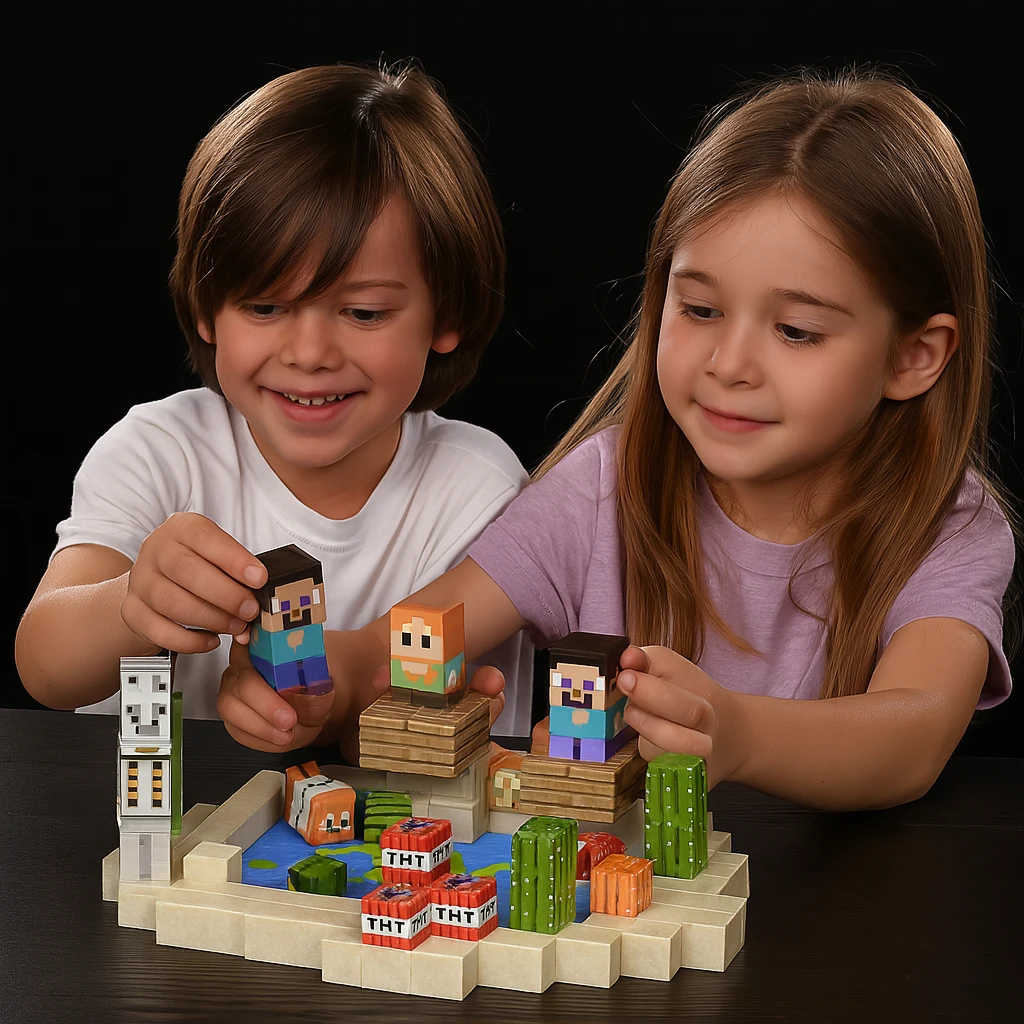 บล็อกอาคารแม่เหล็ก Mine World แม่เหล็ก Cube ชุดสําหรับเด็กผู้หญิงเด็กอายุ 3 + DIY สไตล์พิกเซลชุดฐานแผ่นของเล่น STEM Baseplate