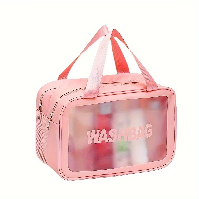One-Piece Pink Large and Medium-Sized Large-Capacity Toiletry Bag, Double-Layer Makeup Bag, Women's Large Dry and Wet Separation Cosmetics Storage Bag, Handbag