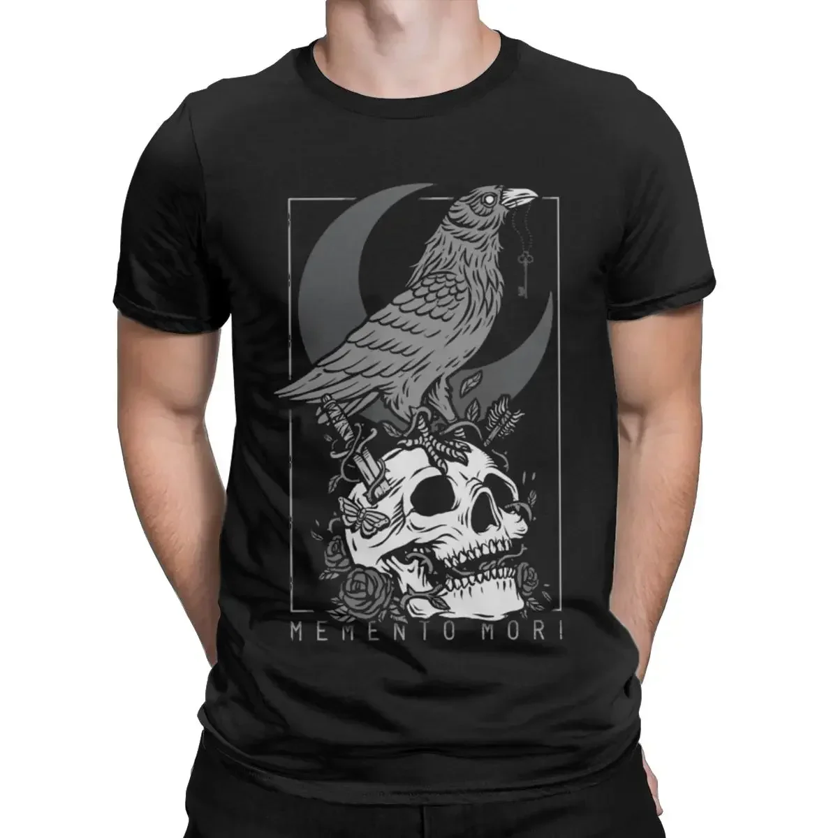 heavyweight Fog Memento Mori T Shirts for Men Cotton Novelty Crewneck  Tee Short Sleeve Clothes