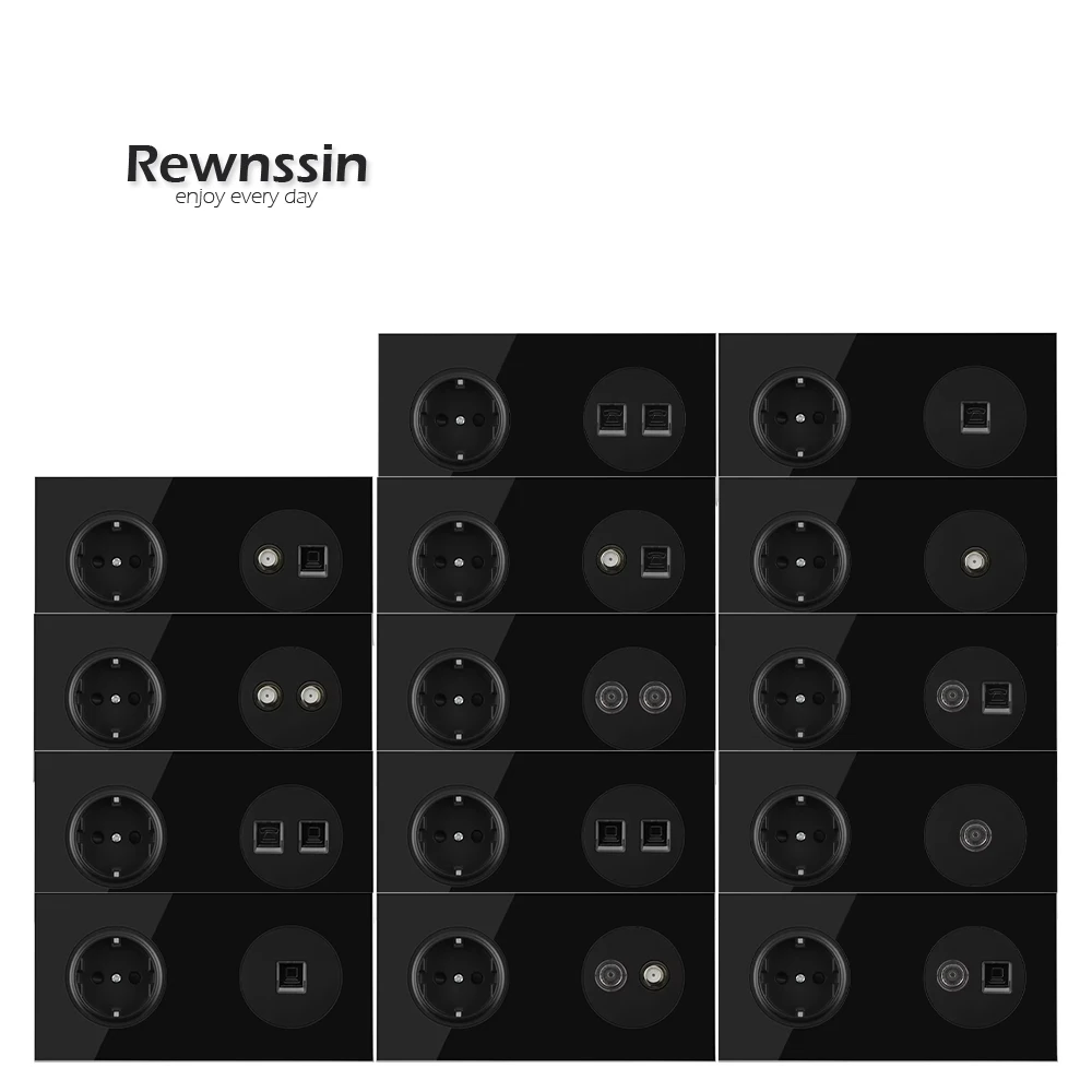 

172 мм * 86 мм черный RJ45 Cat5e компьютерная спутниковая антенна ТВ телефонная розетка для передачи данных розетка настенная розетка черная