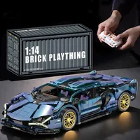 Gradient Lamborghini electroplated racing car model, sports car assembly, brick toys, boys and girls holiday gifts