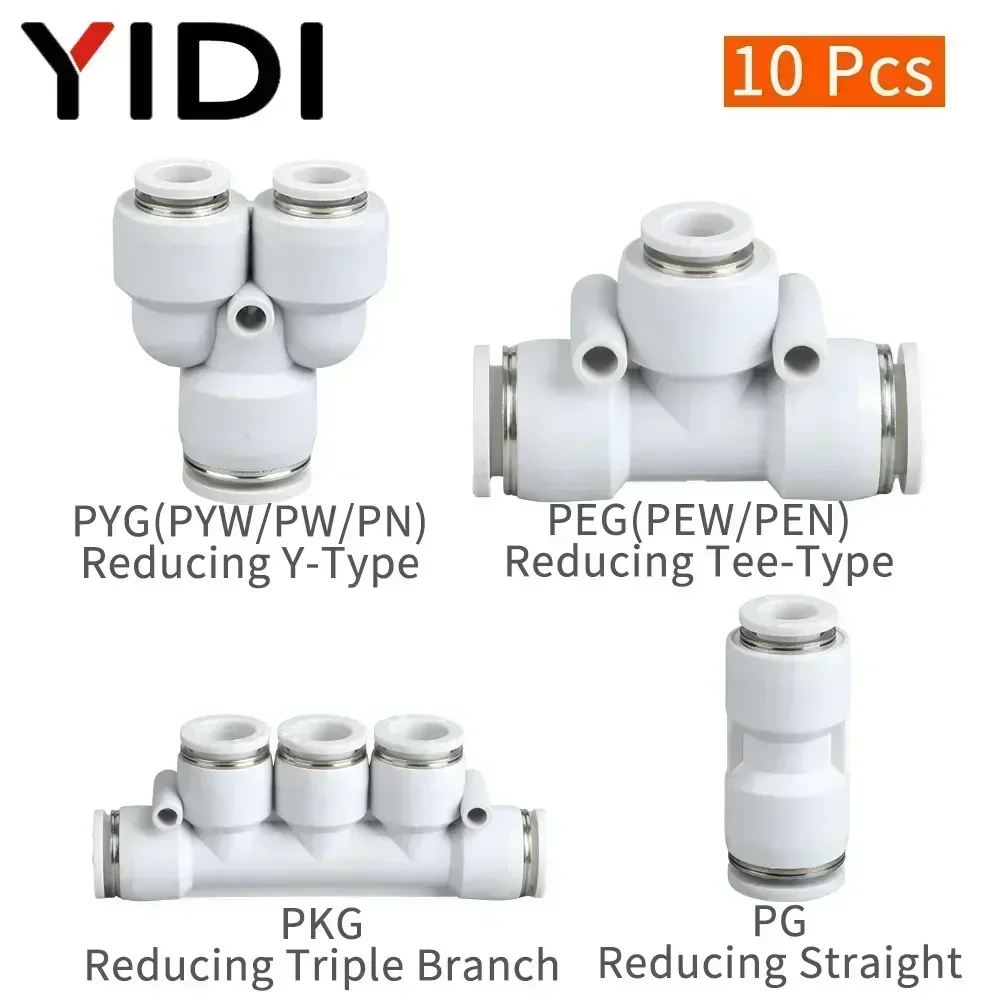 10pcs 4mm Air Hose 6mm Fitting Connector Set Reducing Pipe Plastic pneumatic Connection 10mm 8mm 12mm Fittings connectors lot