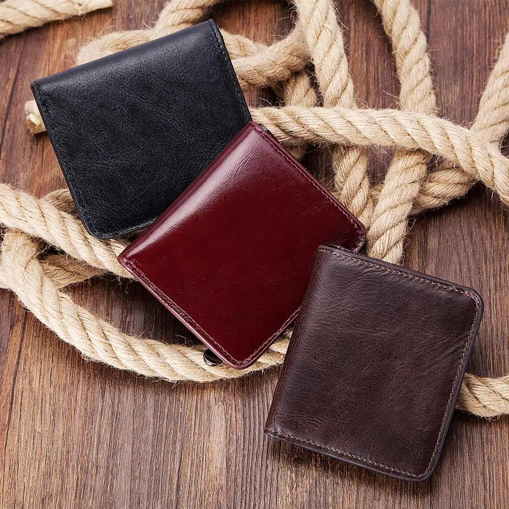 100% Genuine Leather Women\'s Wallet Small Mini Hasp Purse New Fashion Short RFID Blocking Card Holder With Zipper Coin Pocket