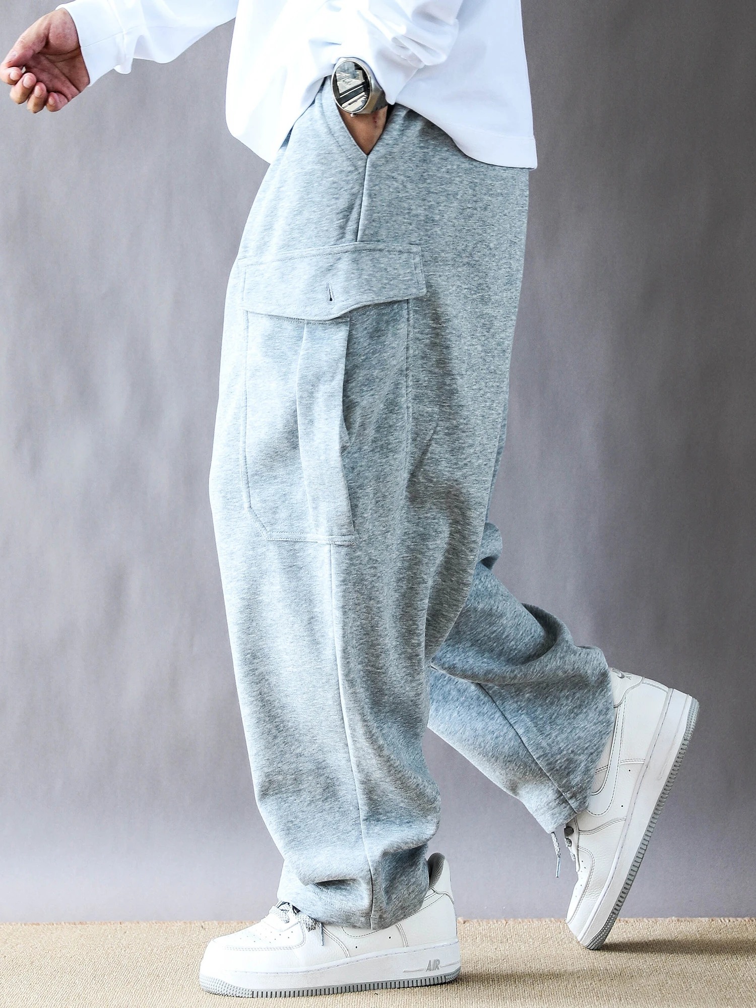 

Retro Japanese Sle Men's Cargo Pants Spring Autumn Loose Fit Sweatpants Long Trousers 2025 New Sle Cuffed ey Pants