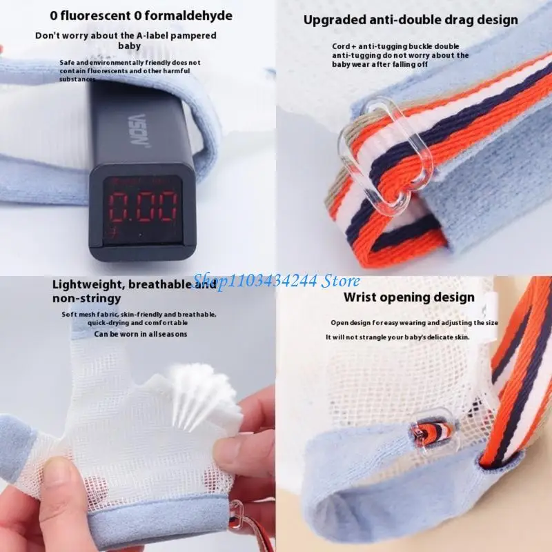 ถุงมือป้องกันการดูดของทารกสำหรับทารกอายุ 6 ถึง 24 เดือนถุงมือแบบปรับได้