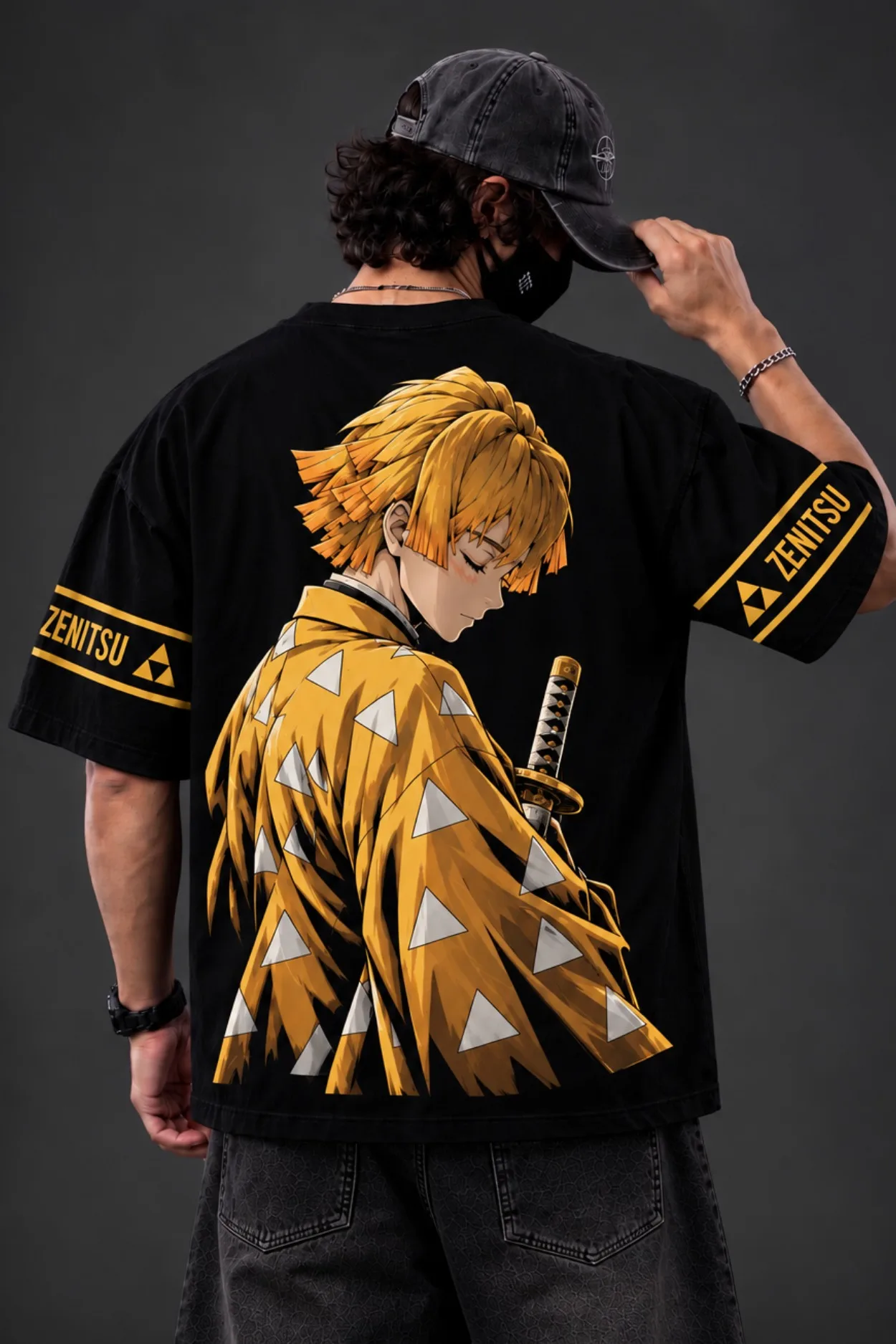 Anime Ghost Slayer Couple T-shirt Zeno and You Bean Large Back Printed Short Sleeve Loose Quick Drying Street Trend T-shirt