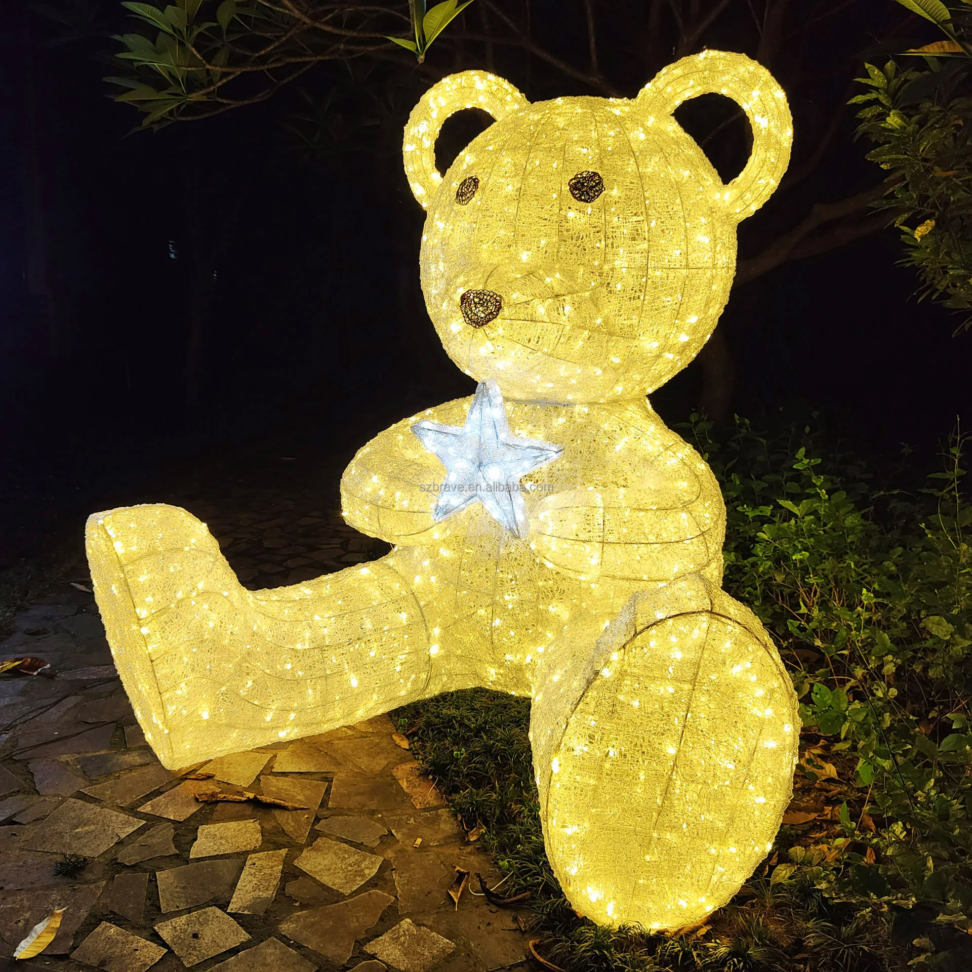 2024 Outdoor Commercial Christmas Decoration 3D Giant Sculpture Motif LED Teddy Bear Outdoor Light