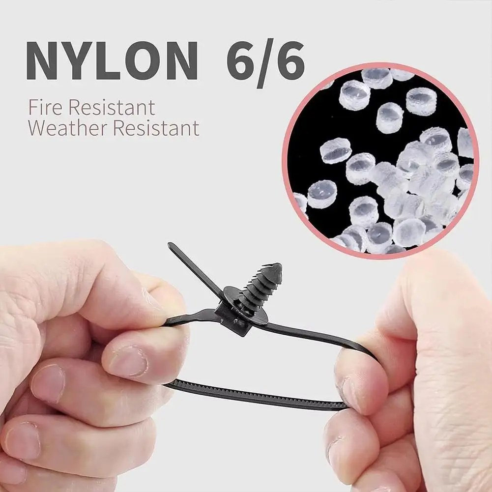 100pcs Black 3*110/5*160 Car Wire Harness Fixing Zip Ties Buckles Wires Oil Pipes Fixing Seats Buckles Nylon Wire Clips