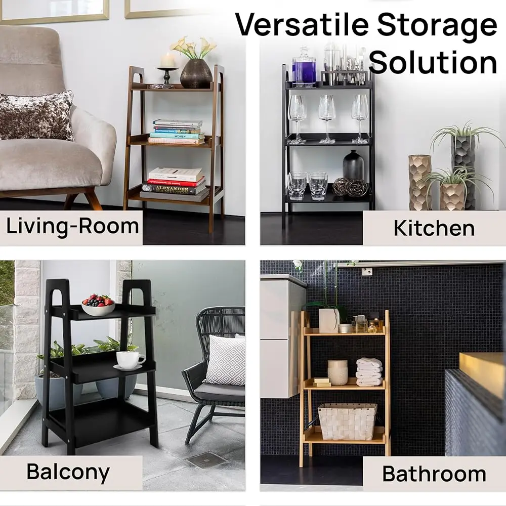 3 Tier Open Bookshelf - Elegant Bookcase Storage Organizer - Multi-Purpose Bamboo Display Shelf For Home, Office, Bedroom &