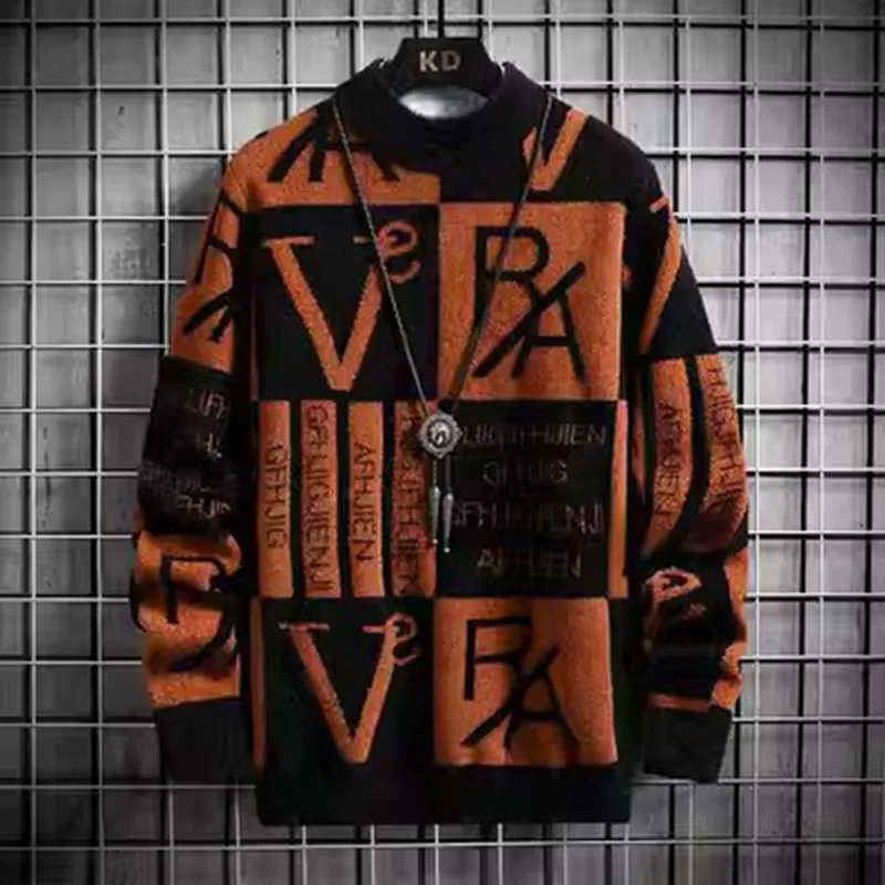 

Men Knitted Sweater Stripe Pullovers Printing Round Neck Sweater Autumn/Winter Designer Quality Casual Men Clothing Jumper