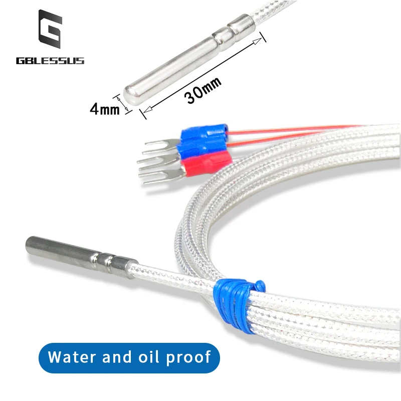 PT100 Temperature Sensor Thermal Resistance Probe 1/2/3/4/5M Measuring Line Resistant To High Temperature And Waterproof