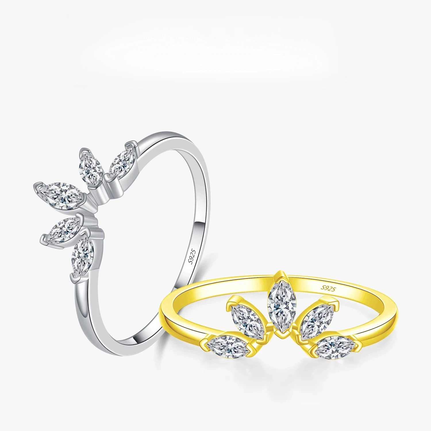 

New 100% 925 Sterling Silver Rhombus AAA Clear CZ Crown Fashion Gold Color Finger Ring For Women Fine Wedding Jewelry