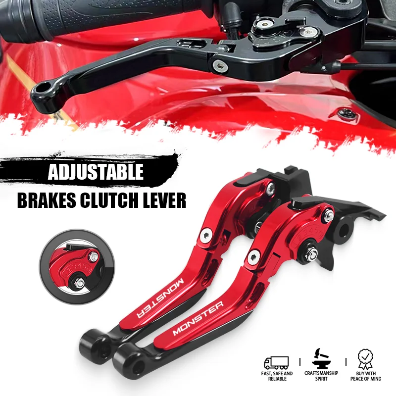 monster Motorcycle CNC Adjustable Brake Clutch Levers Folding Brake Handles For MONSTER 696 795 796 797 Monster 821 /Dark/Stripe