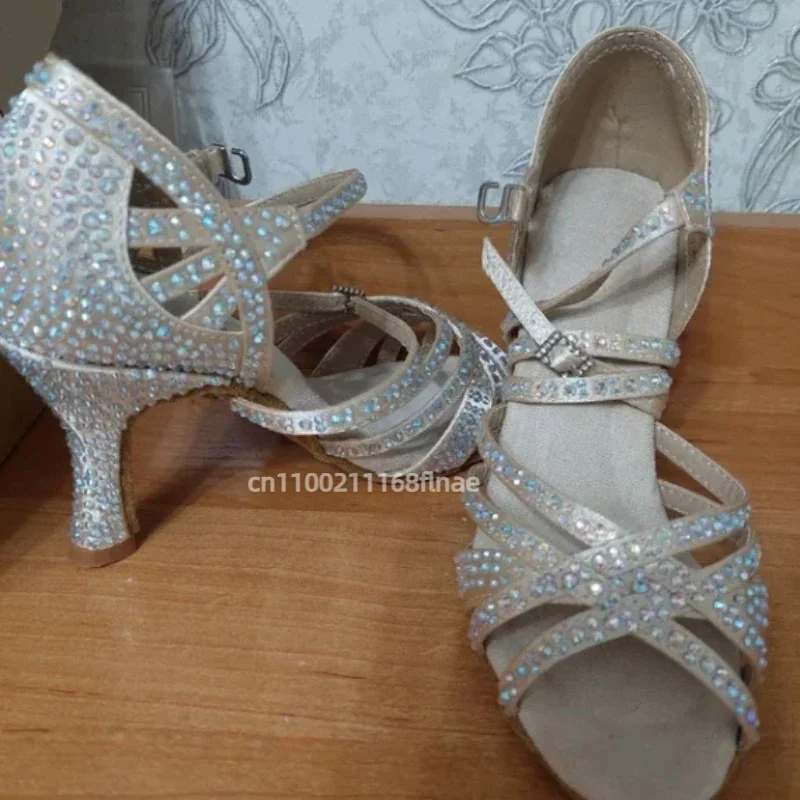 

Adult Women's Diamond-Embedded Dance Shoes, Soft Soles American Latin Dance Shoes, New Indoor/Outdoor Latin Dance Shoes