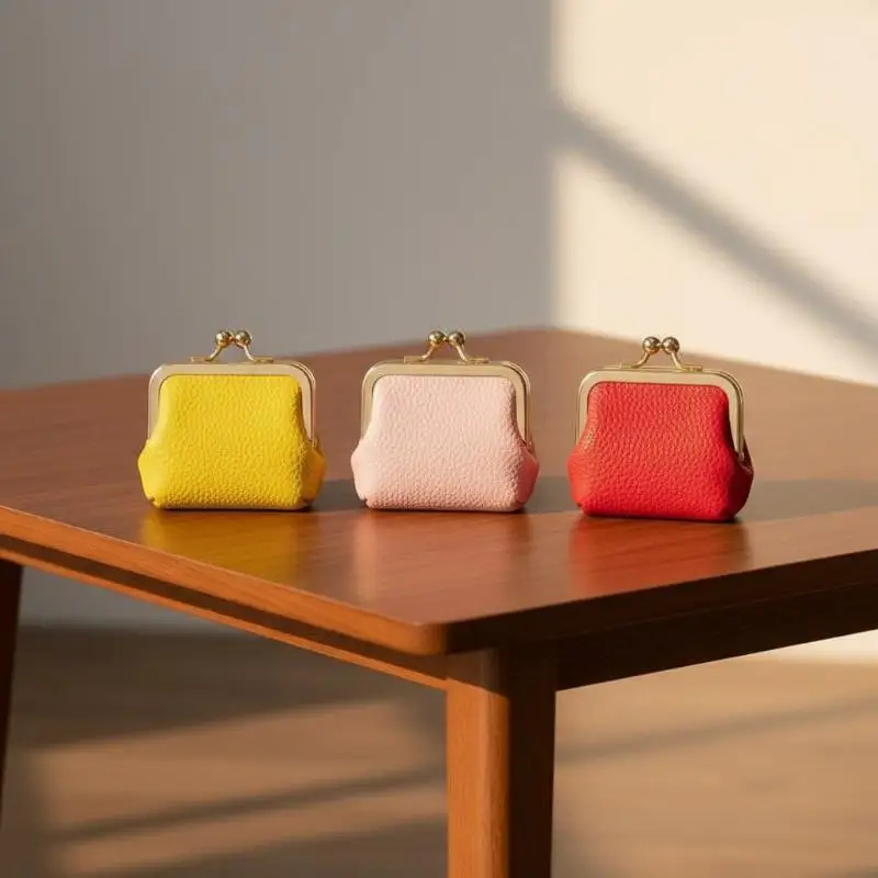 Quadratische Geldbörse aus Leder mit Verschluss, einfarbig, multifunktionale Mini-Schmucktasche, kleine Aufbewahrungstasche für Ohrringe und Accessoires – Detail 1